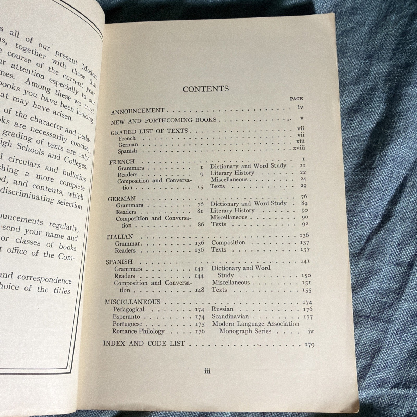 Vintage Modern Foreign Language Catalog 1925 French German Spanish Italian Book