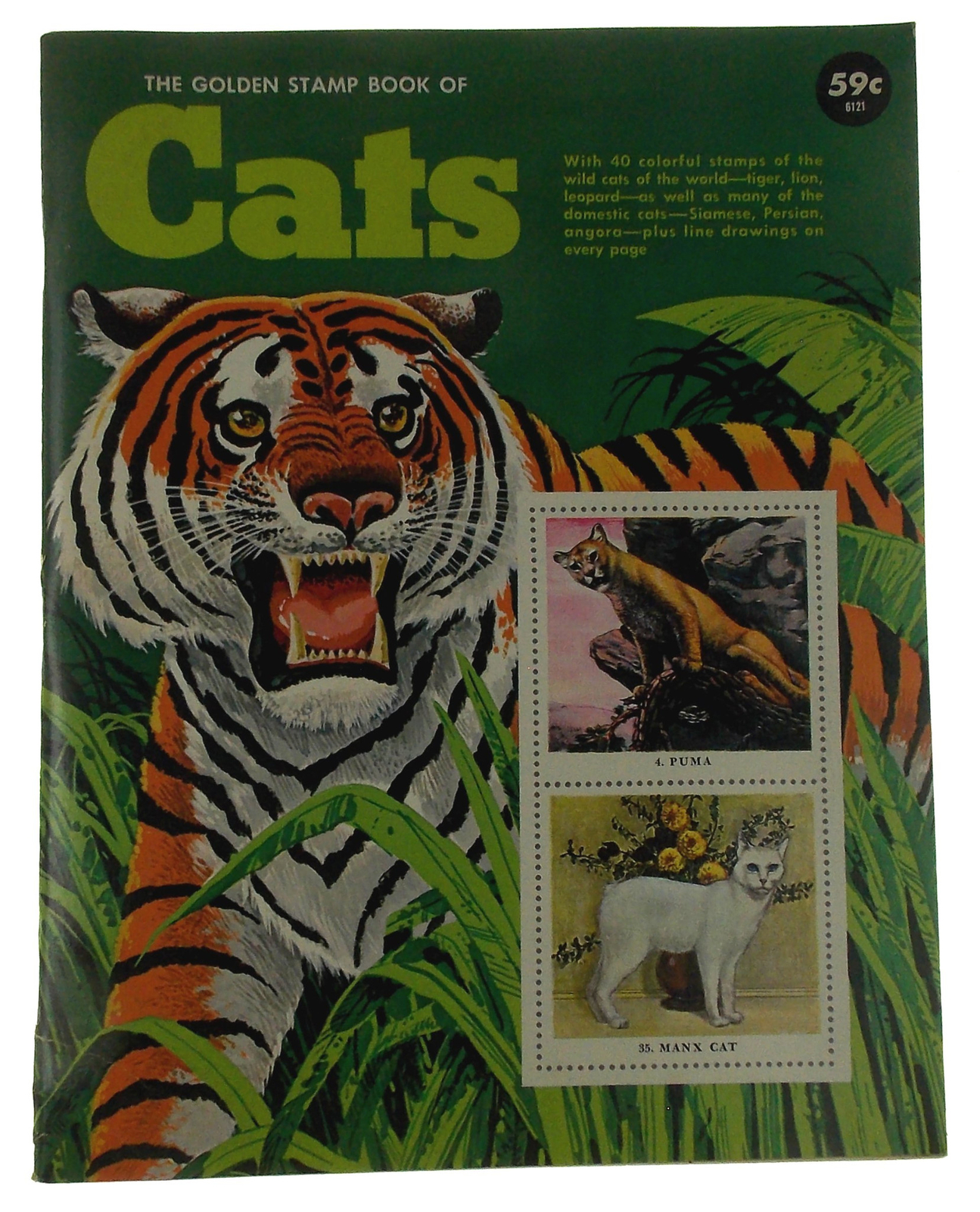 Golden Stamp Book Cats 12th 1971 Stickers Vintage Lindsay Tobey Tiger Xmas Gift