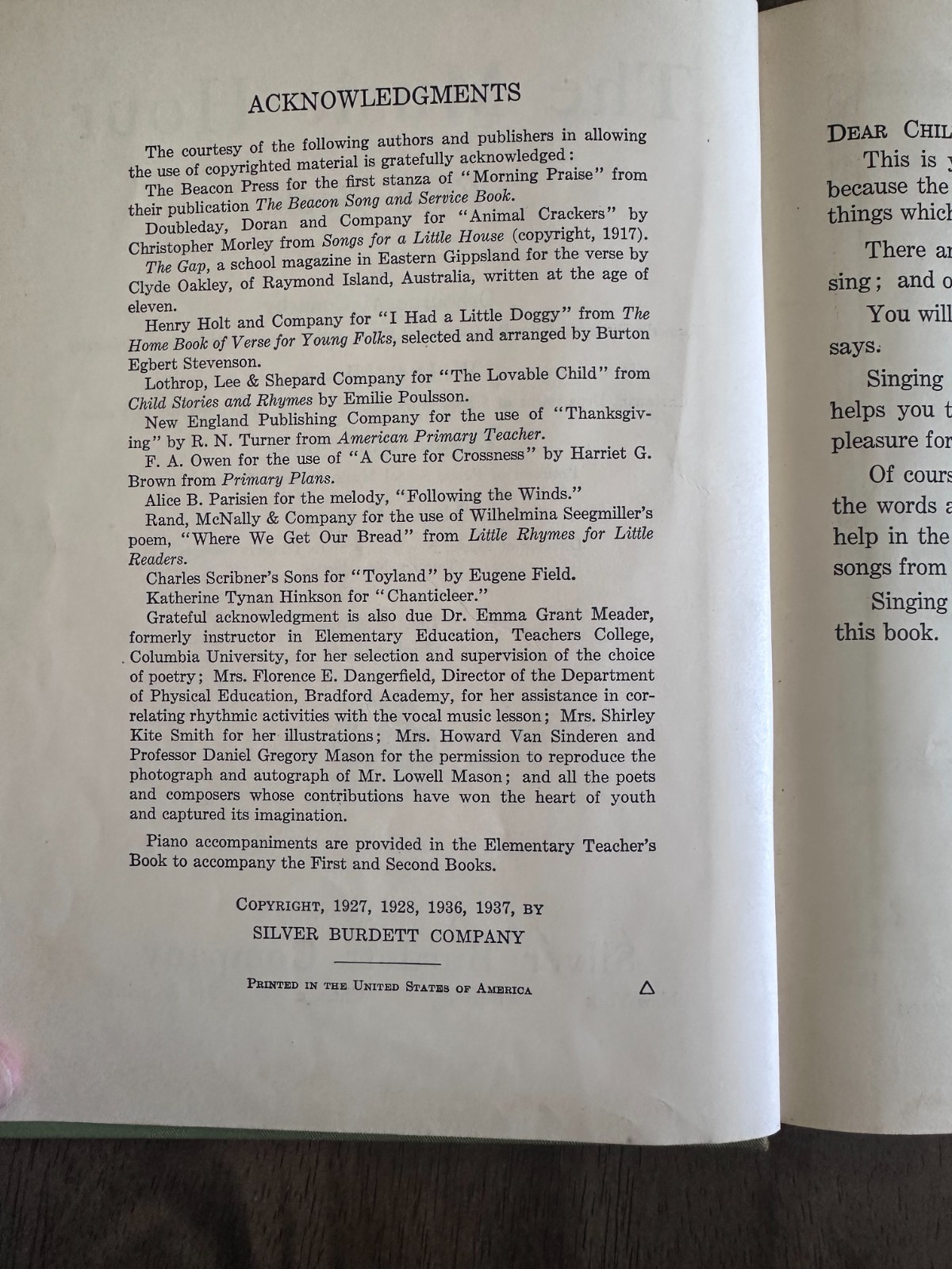 Vintage The Music Hour First Book Student Text Silver Burdett 1937
