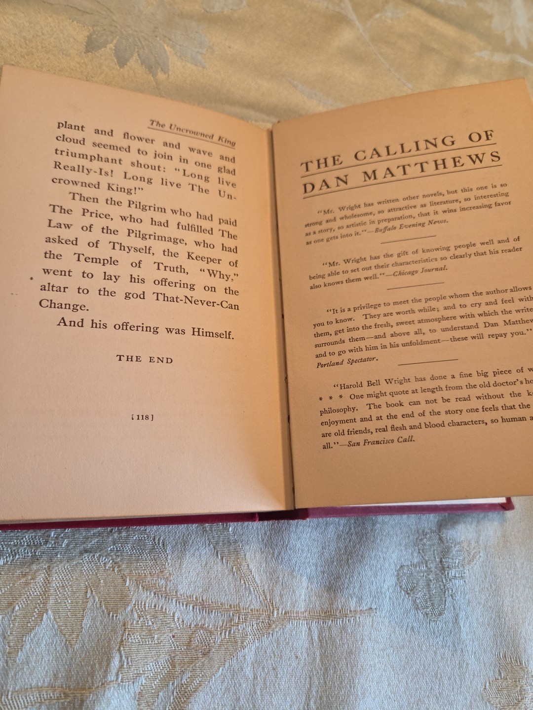 The Uncrowned King Harold Bell Wright, 1st Ed. 1910