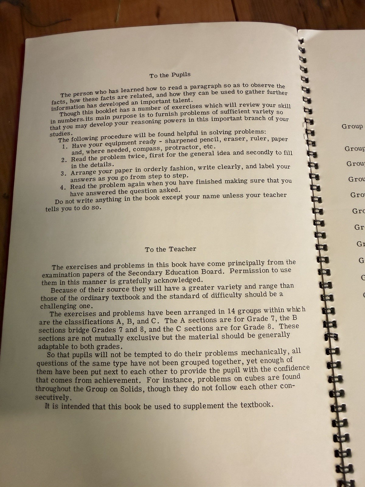 1955 Arithmetic Workbook John A McGuinn Grades 7 8 Vintage Math Book Spiral