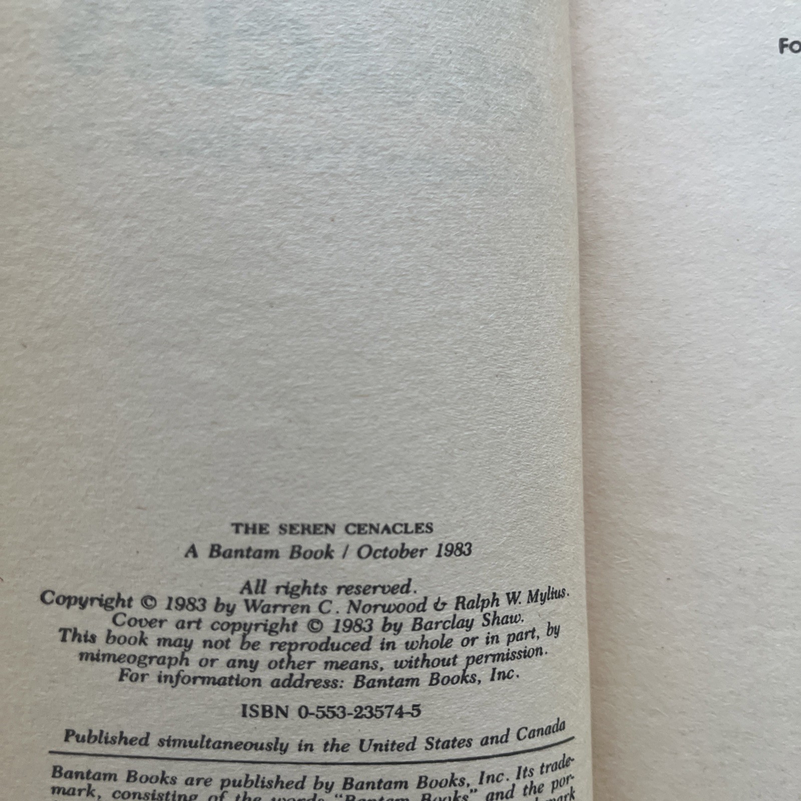 The Seren Cenacles by Warren Norwood-1983
