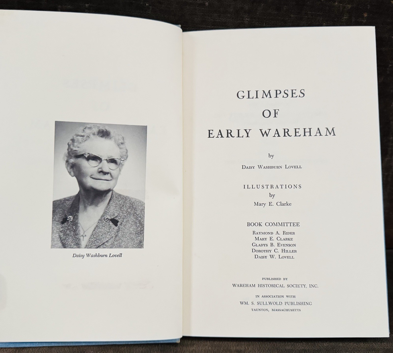 Glimpses of Early Wareham MA by Daisy Washburn Lovell 1970 Illustrated, Signed