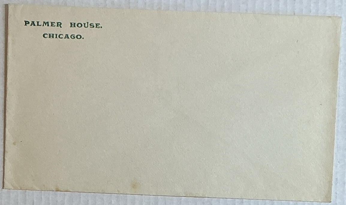 Antique Palmer House Chicago Green Ink Envelope