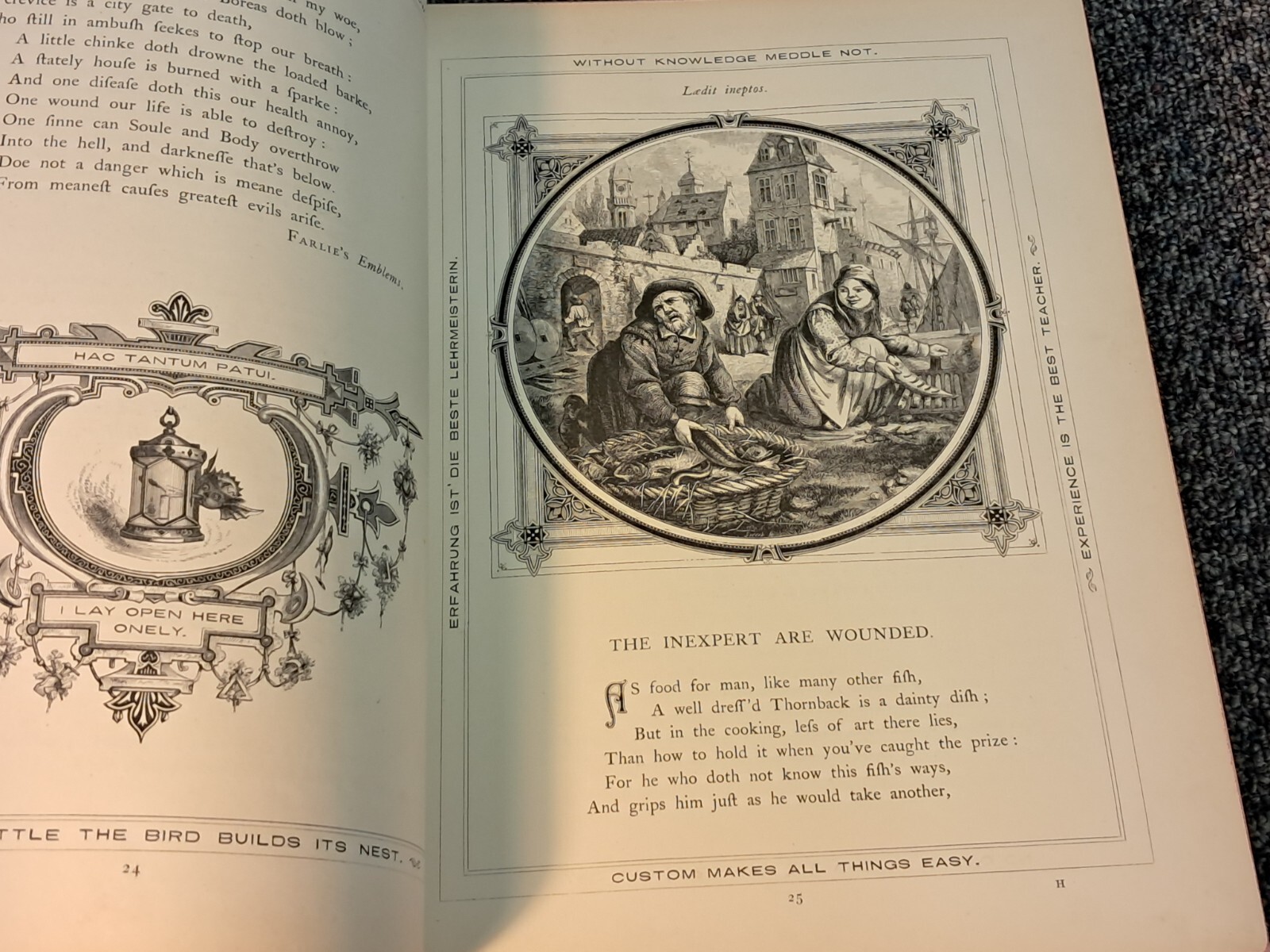 Moral Emblems From Jacob Cats and Robert Farlie 1860 Leather