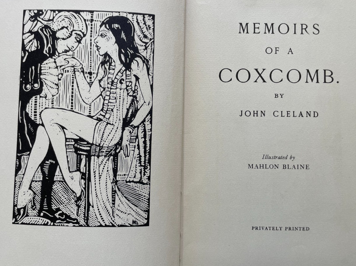Memoirs of a Coxcomb – John CLELAND – 1st Edition – 1931 – NO DJ – Good+