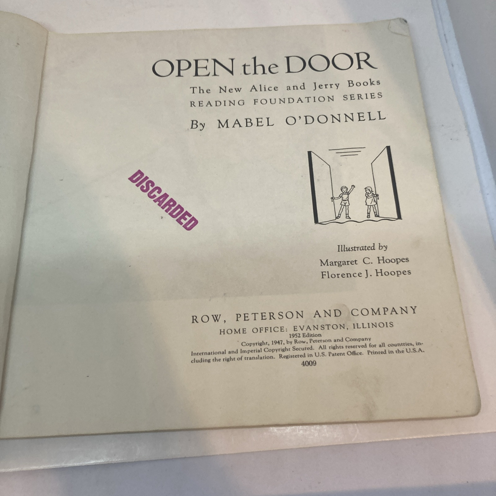 Open The Door Alice And Jerry Basic Reader 1952 Row Peterson Hardcover