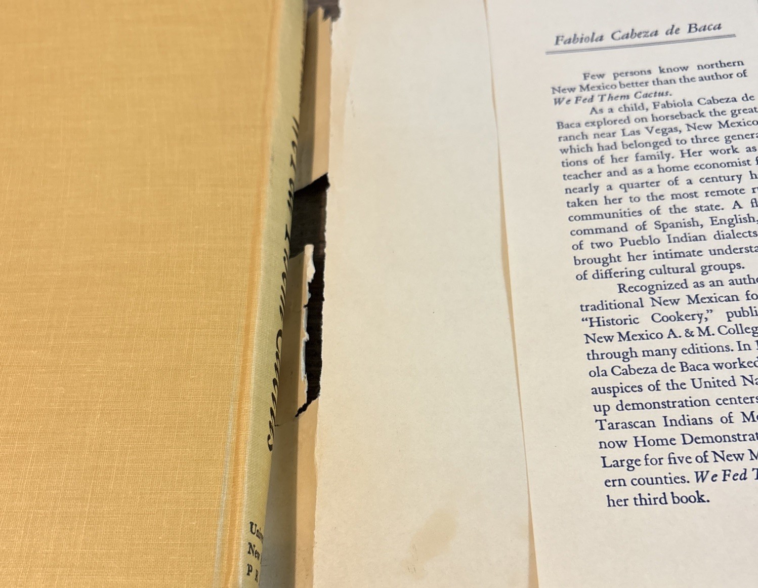 We Fed Them Cactus Fabiola Cabeza de Baca New Mexico History HCDJ* 1954