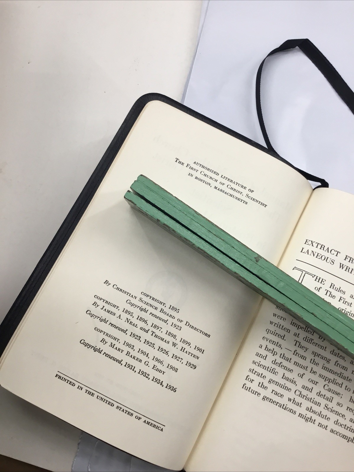 Church Manual 89th E. Mary Baker Eddy Christian Science 1936 Imitation Leather