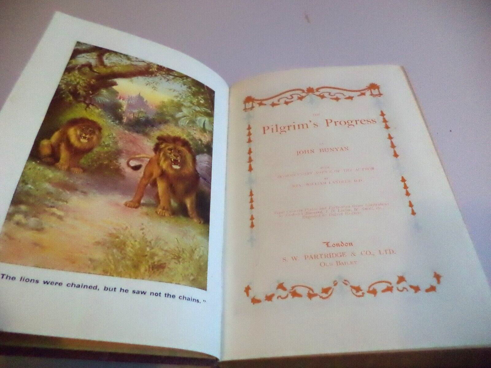 THE PILGRIM’S PROGRESS old antique book JOHN BUNYAN S.W. PARTRIDGE