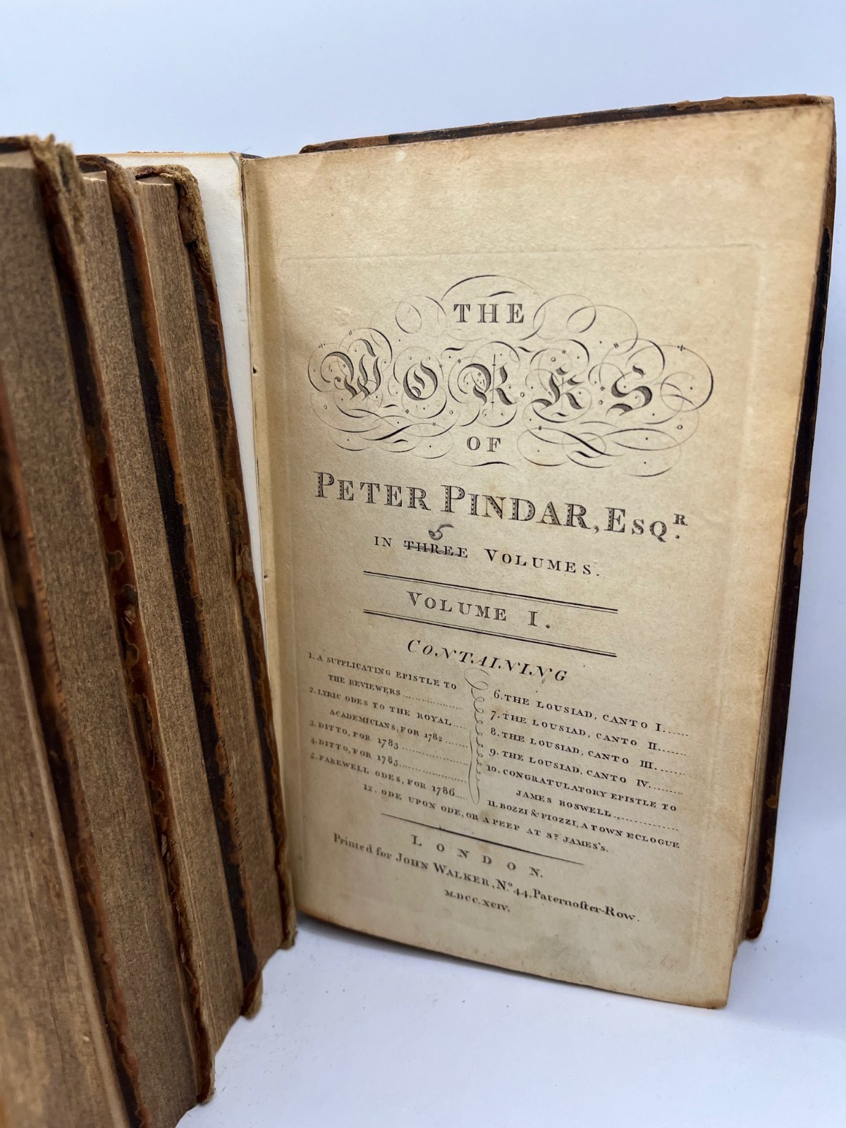 WORKS of PETER PINDAR (John Wolcot), 1794, 1801, 5 volumes poetry antique books