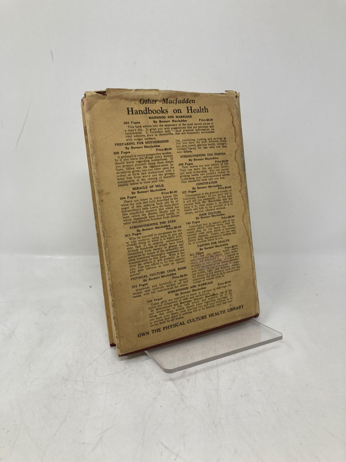 Strengthening the Nerves by Bernarr Macfadden First 1st Edition VG HC 1925