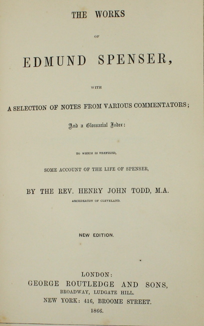 1866 Vintage : The Works Of Edmund Spenser with notes from various commentators;
