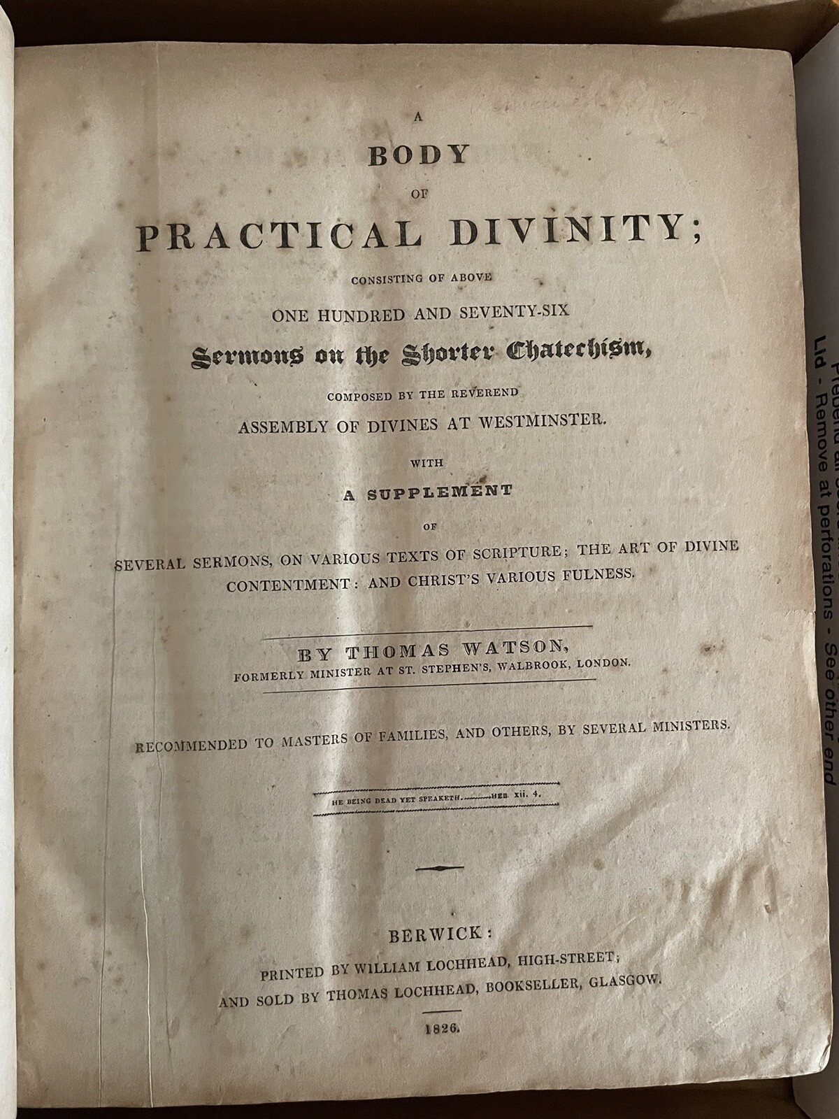 Watson’s Practical Divinity: 176 Sermons On The Shorter Chatechism (1826)