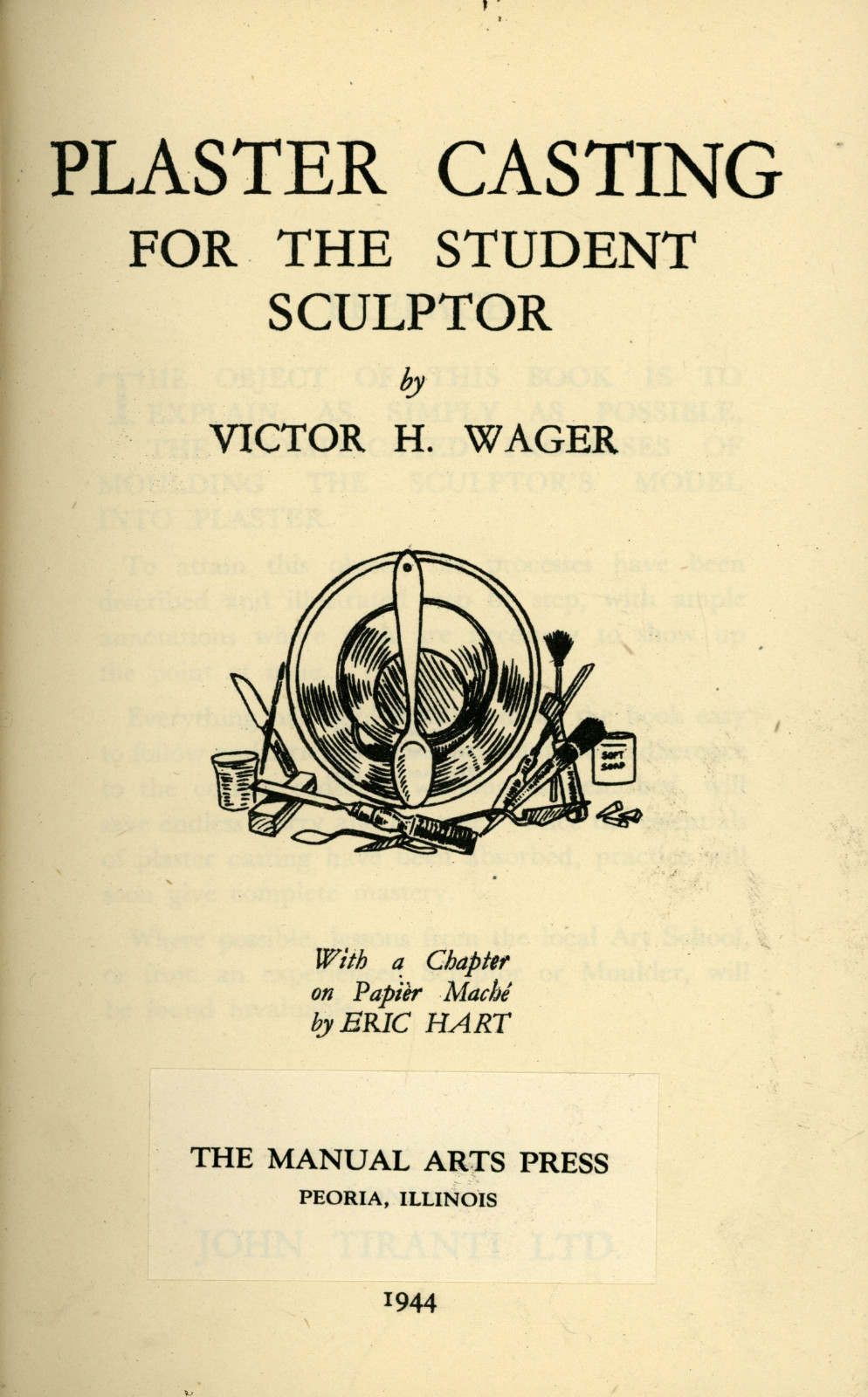 Plaster Casting for a Student Sculptor VICTOR WAGER 1944 Paper Mache Art Moulds