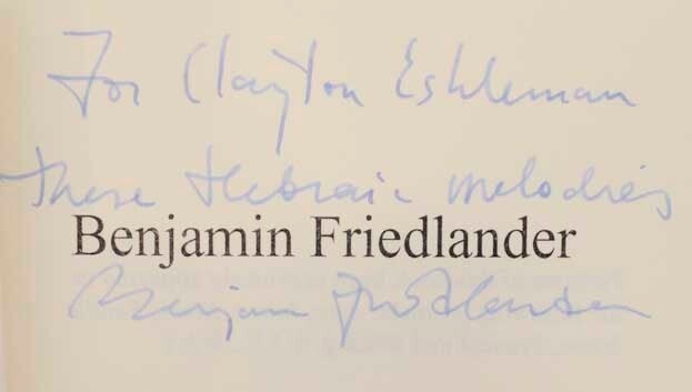 Benjamin FRIEDLANDER / ALGEBRAIC MELODY Signed Association Copy 1st #172294