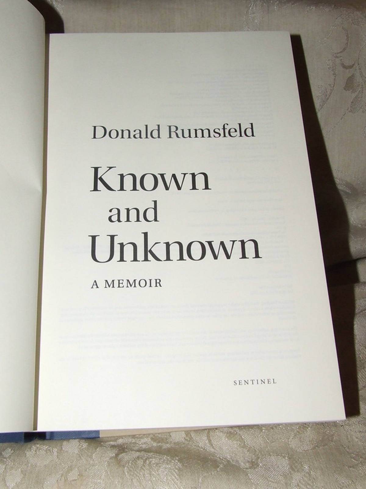 2011 KNOWN and UNKNOWN Donald Rumsfeld First Edition 1st Printing FINE w/DJ