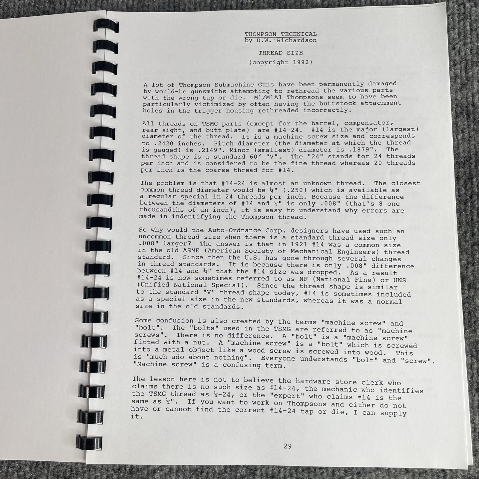 Thompson Technical Volume 1 by Douglas W. Richardson Second Edition
