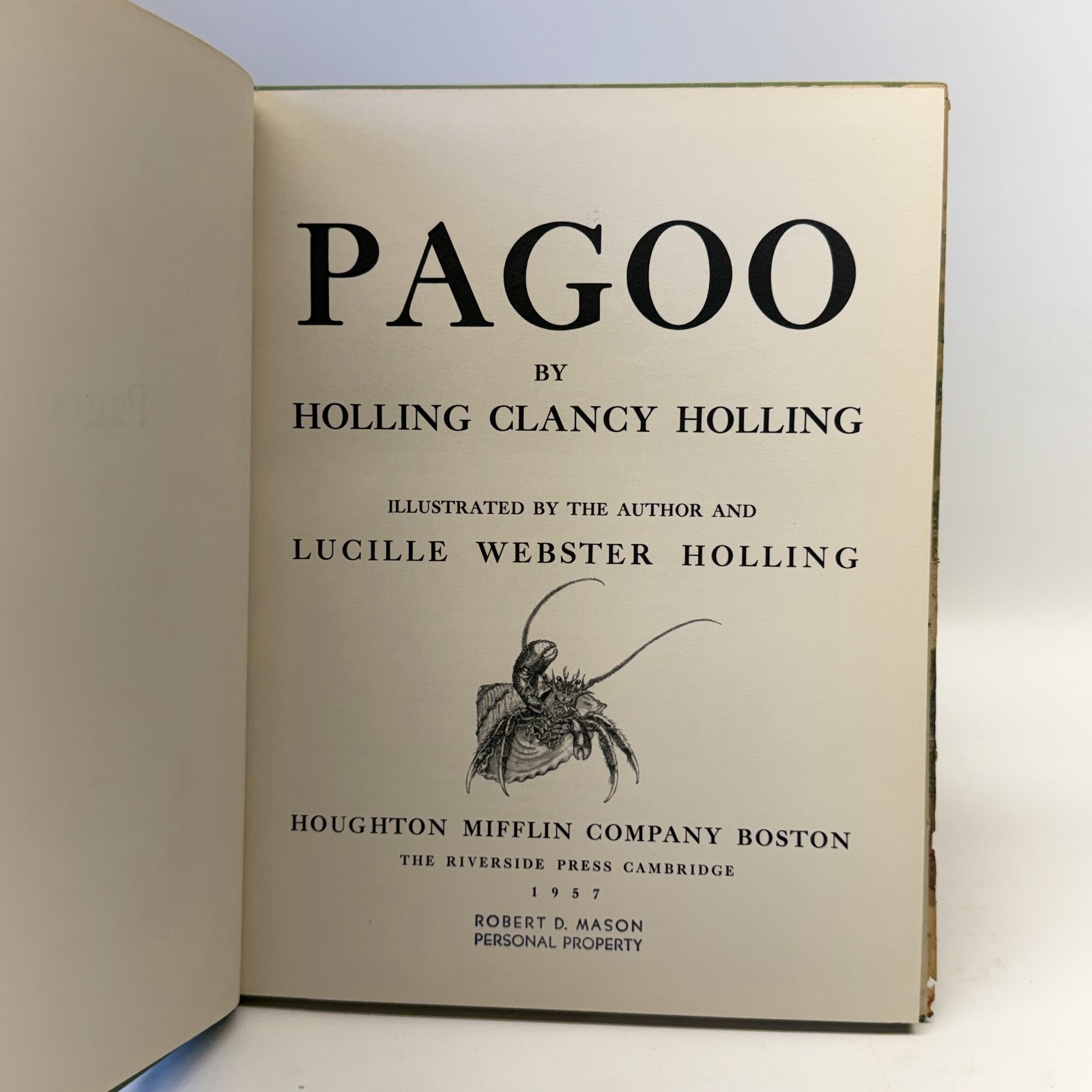 Pagoo Holling Clancy Holling 1957 First Edition Hardcover Dust Jacket Library Ed