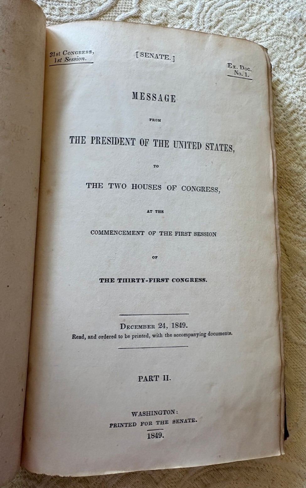 Message of the President part 2 1849 11 fold out maps MI, WI, IL, IN and FL