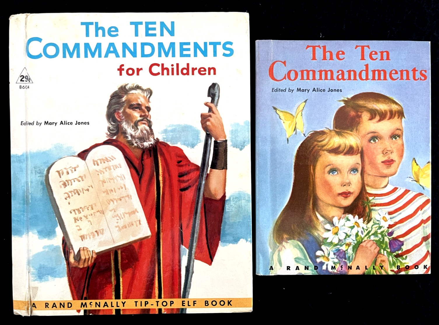 THE TEN COMMANDMENTS ~ vintage children’s Rand McNally Elf & Elf Junior Book Set