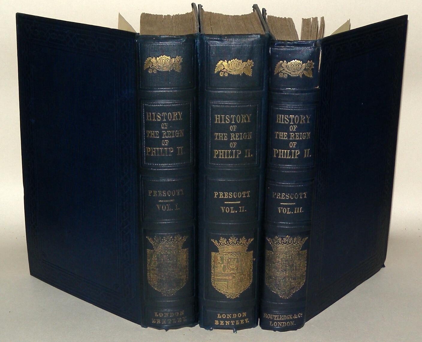 History Of The Reign Of Philip The Second, 3 Vol Set, William H. Prescott, 1855