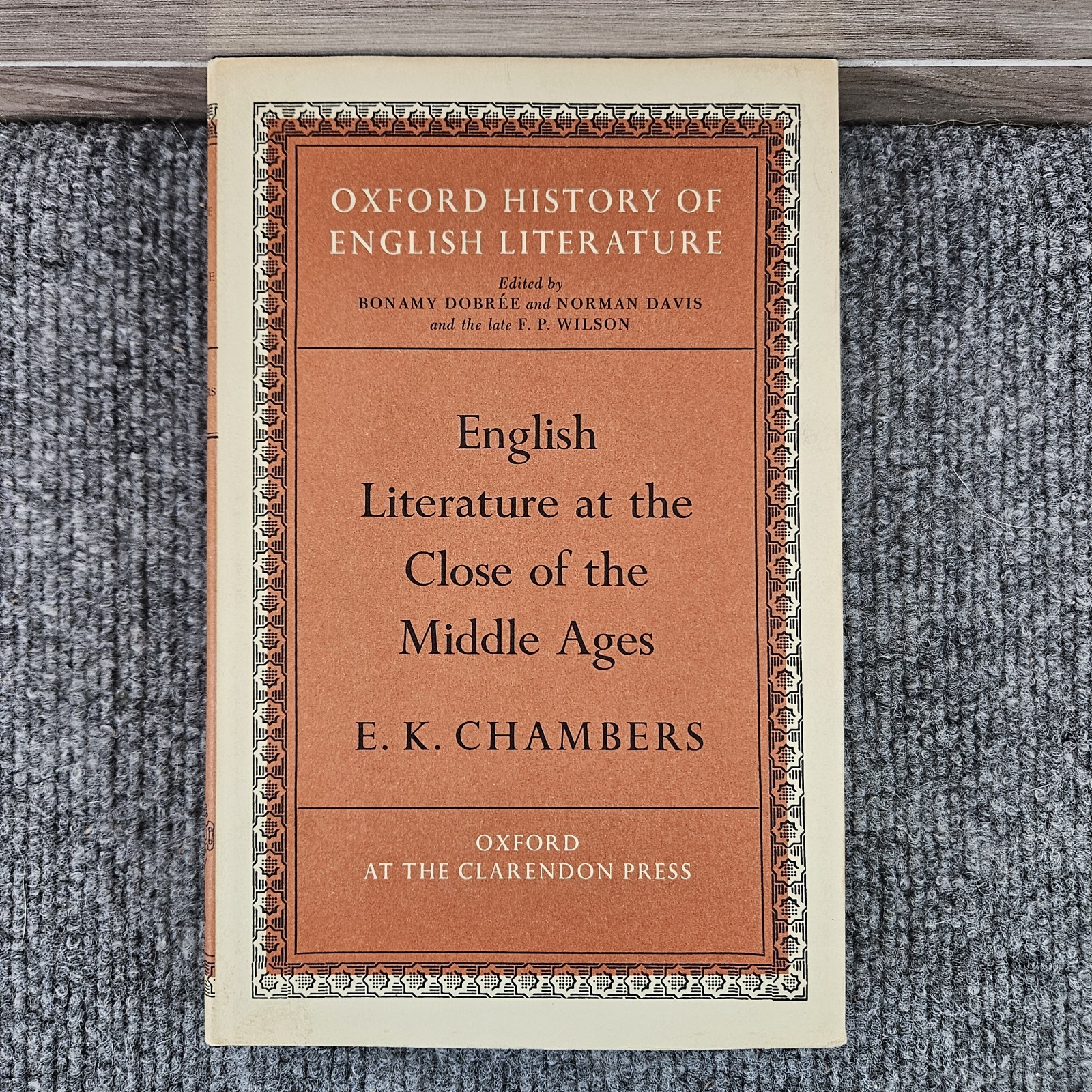 English Literature Close of Middle Ages E.K. Chambers Oxford Univ Press HC DJ