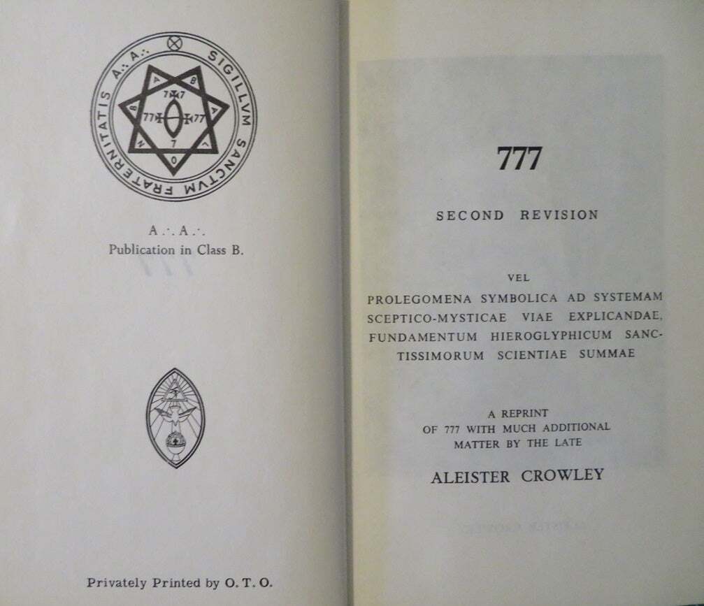 Aleiser Crowley / 777 Second Revision 1956 4th edition