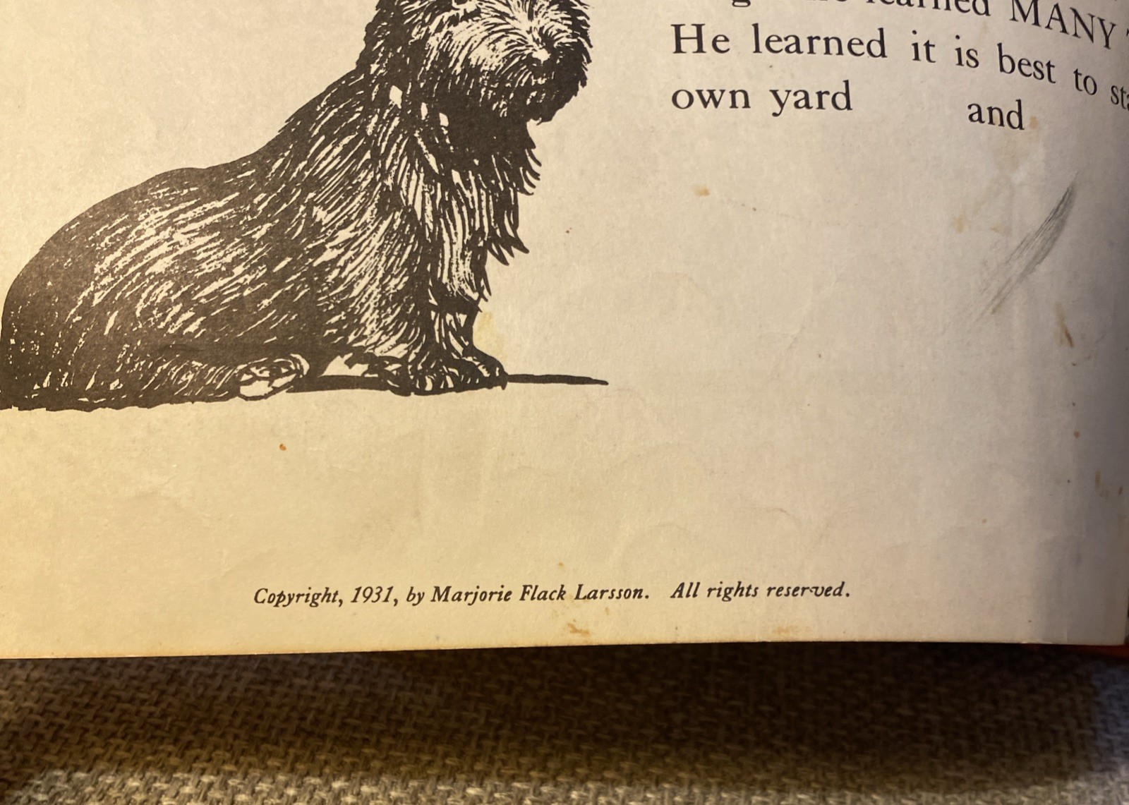 1933 MARJORIE FLACK „ANGUS AND THE CAT“ 1ST ED ILLUSTRATED HB BOOK Library Ed