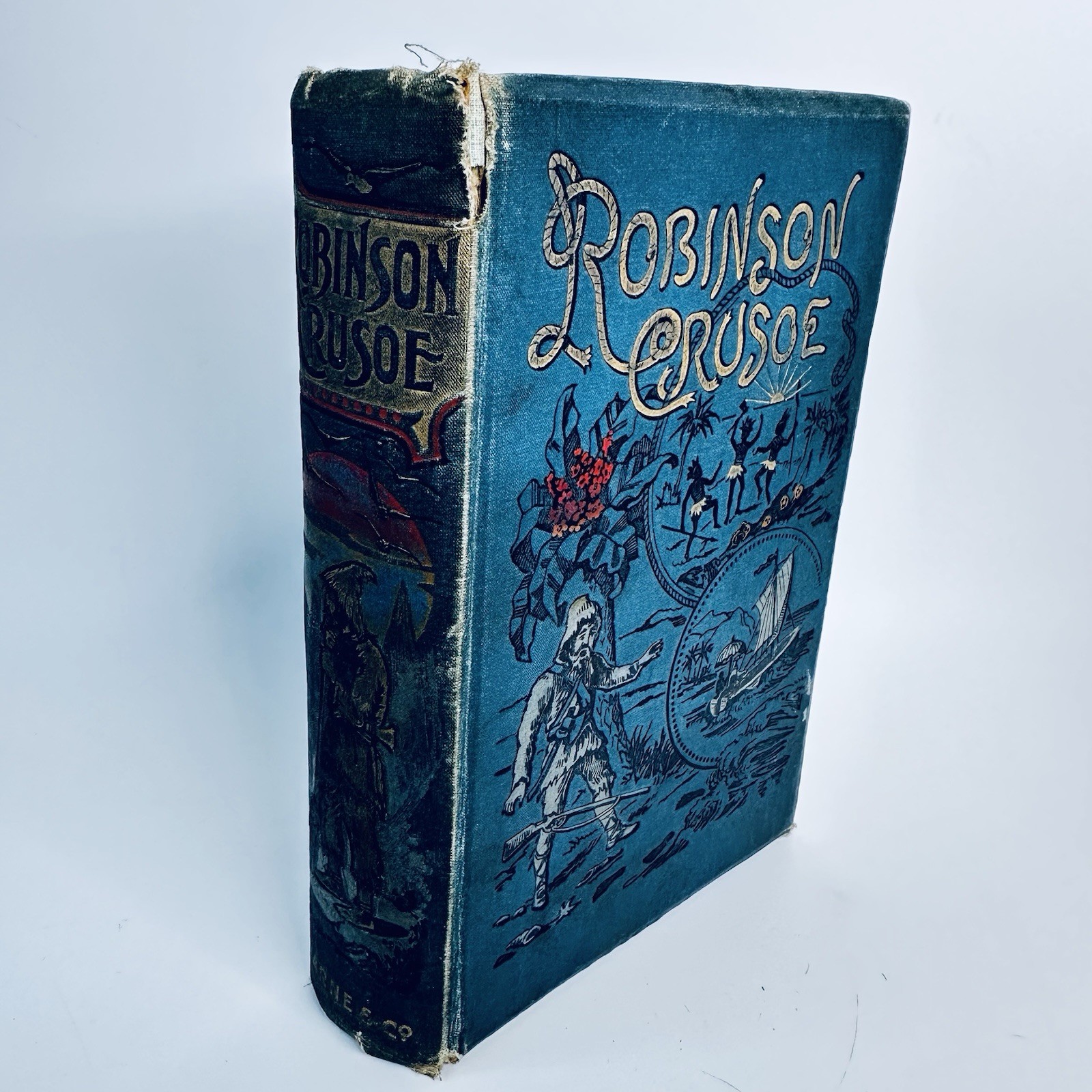 Antique Robinson Crusoe Book Frederick Warne Illustrated Victorian Edition