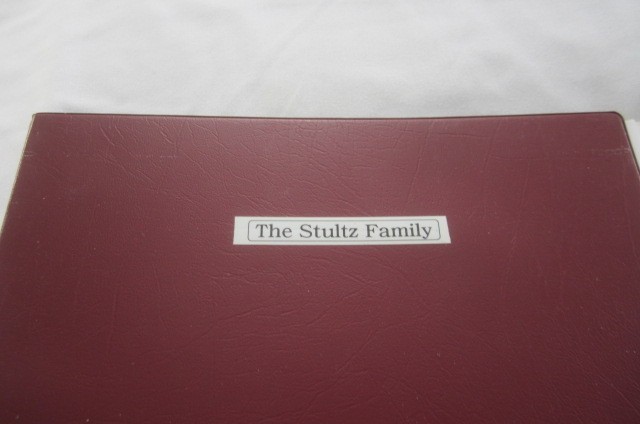 Three Ring Binder – The Stultz Family – 96 Pages – STIEF, STEEVES, STULTS
