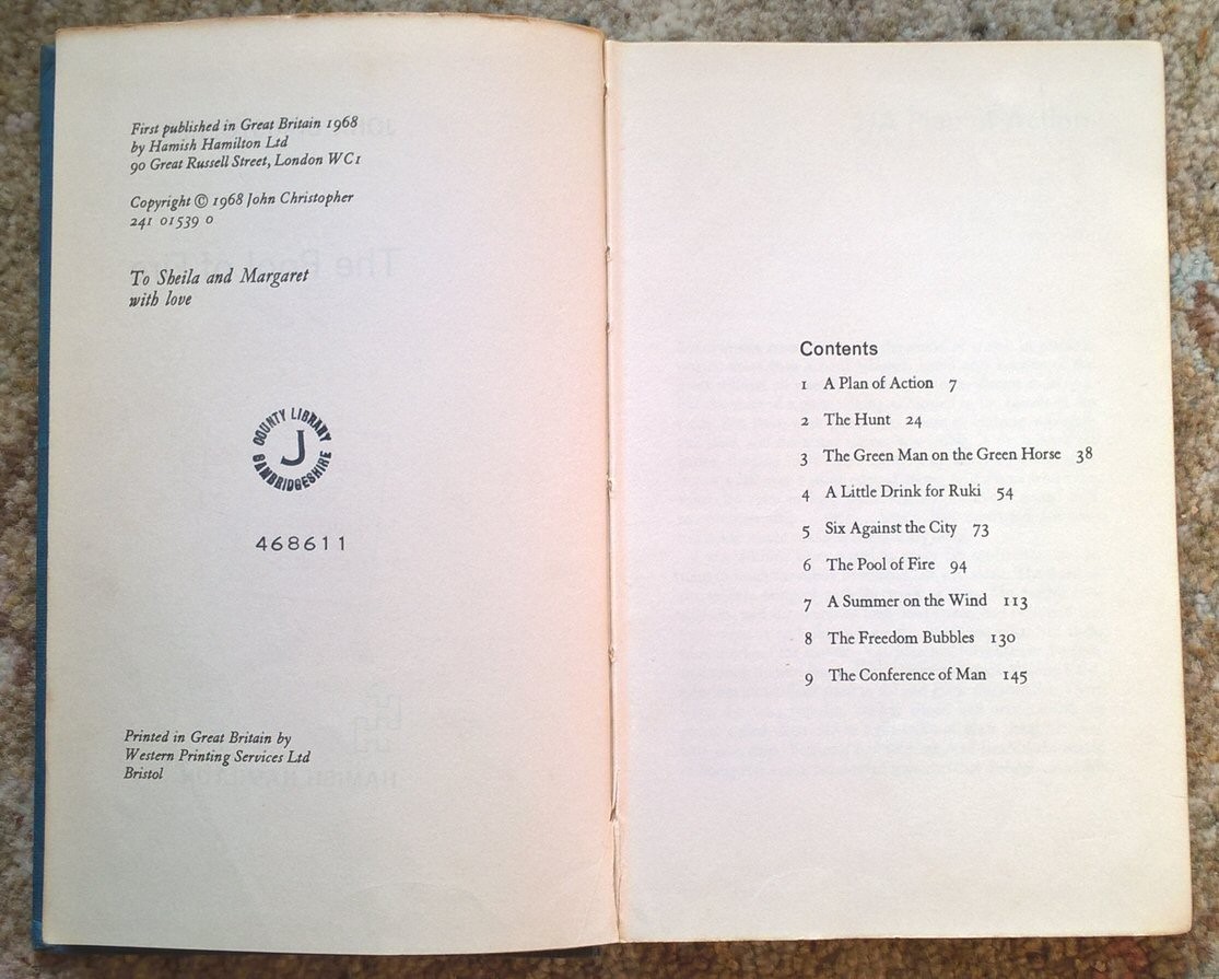 The Pool of Fire John Christopher 1st edition first print Tripods Hamilton 1968