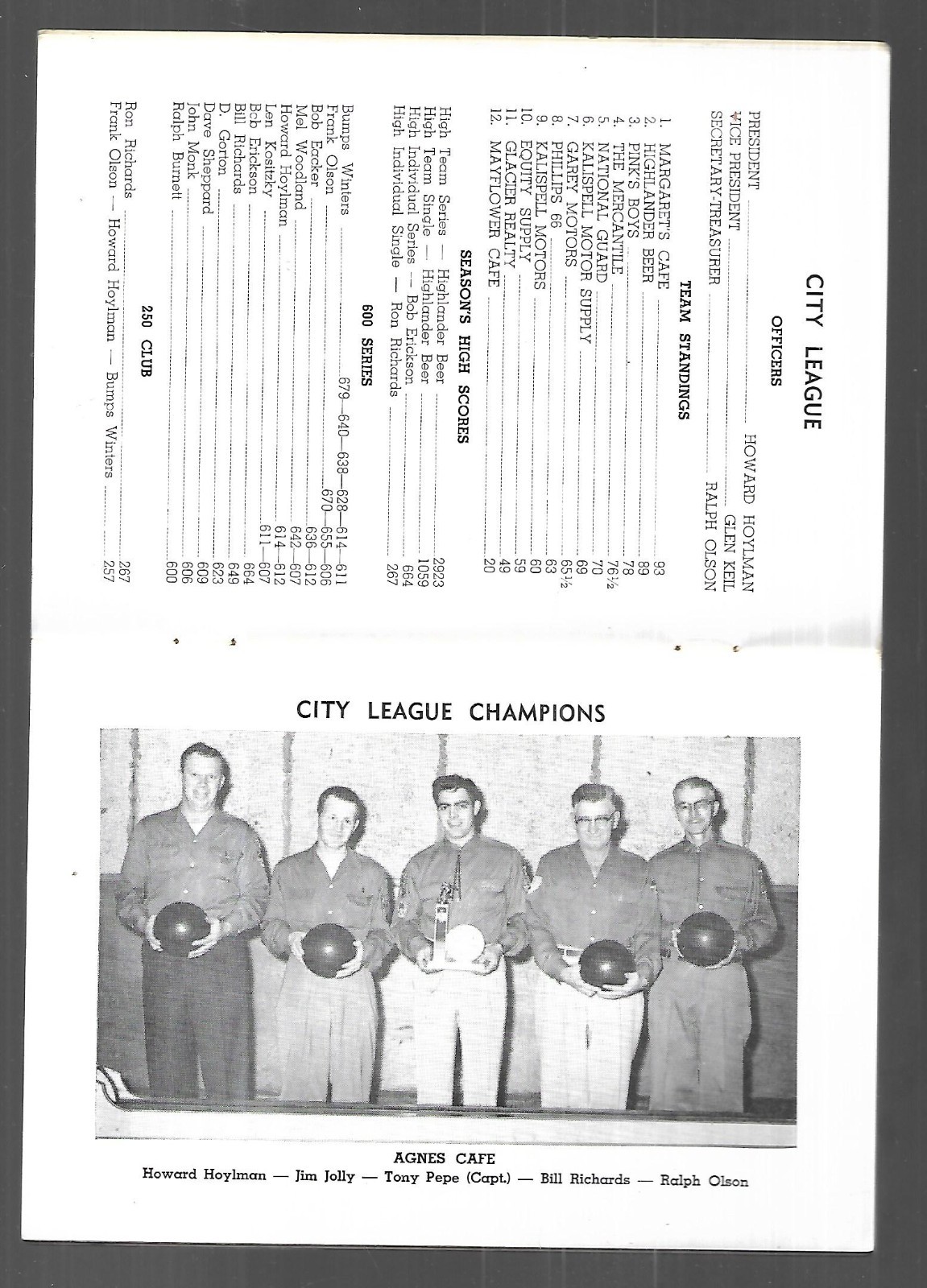 Kalispell Bowling Association Year Book for 1956 (Center-stapled)