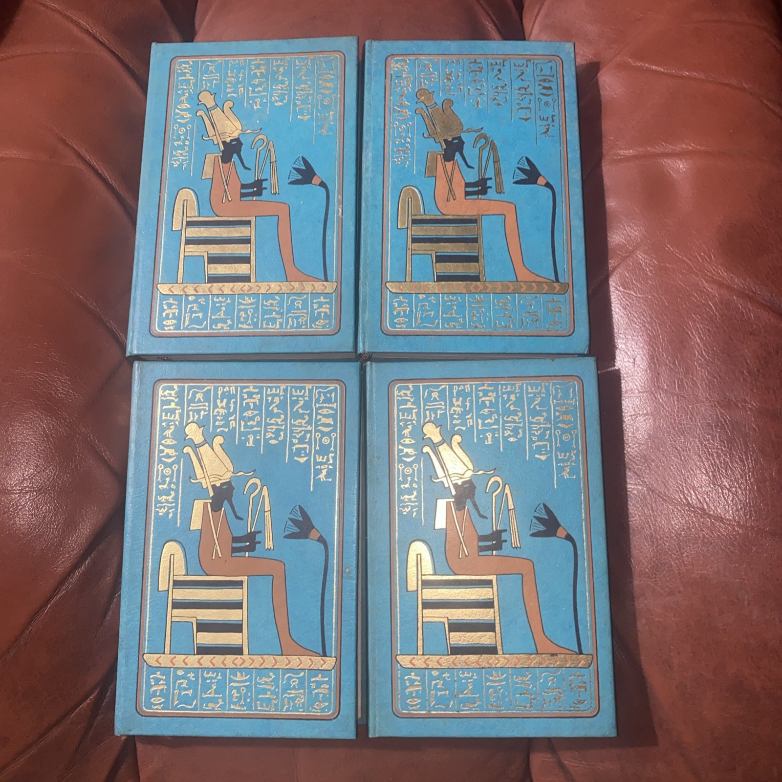 Vintage Curse Of The Pharaohs Egyptian History 4 Book Set Teal And Gold Cover HB