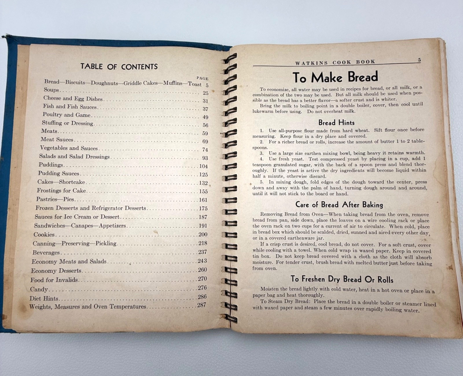 1938 Watkins Cook Book the J R Watkins Co Winona MN HC Spiral Bind 8.5×6.5