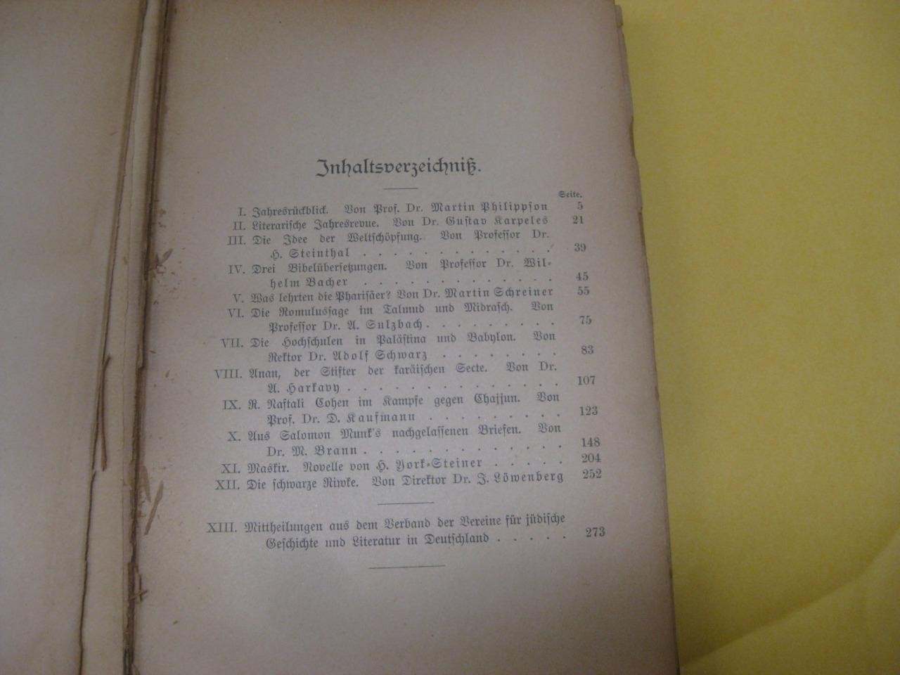 GERMAN JEWISH YEARBOOK Jahrbuch fur judische Geschichte und Literatur 1899 Berli