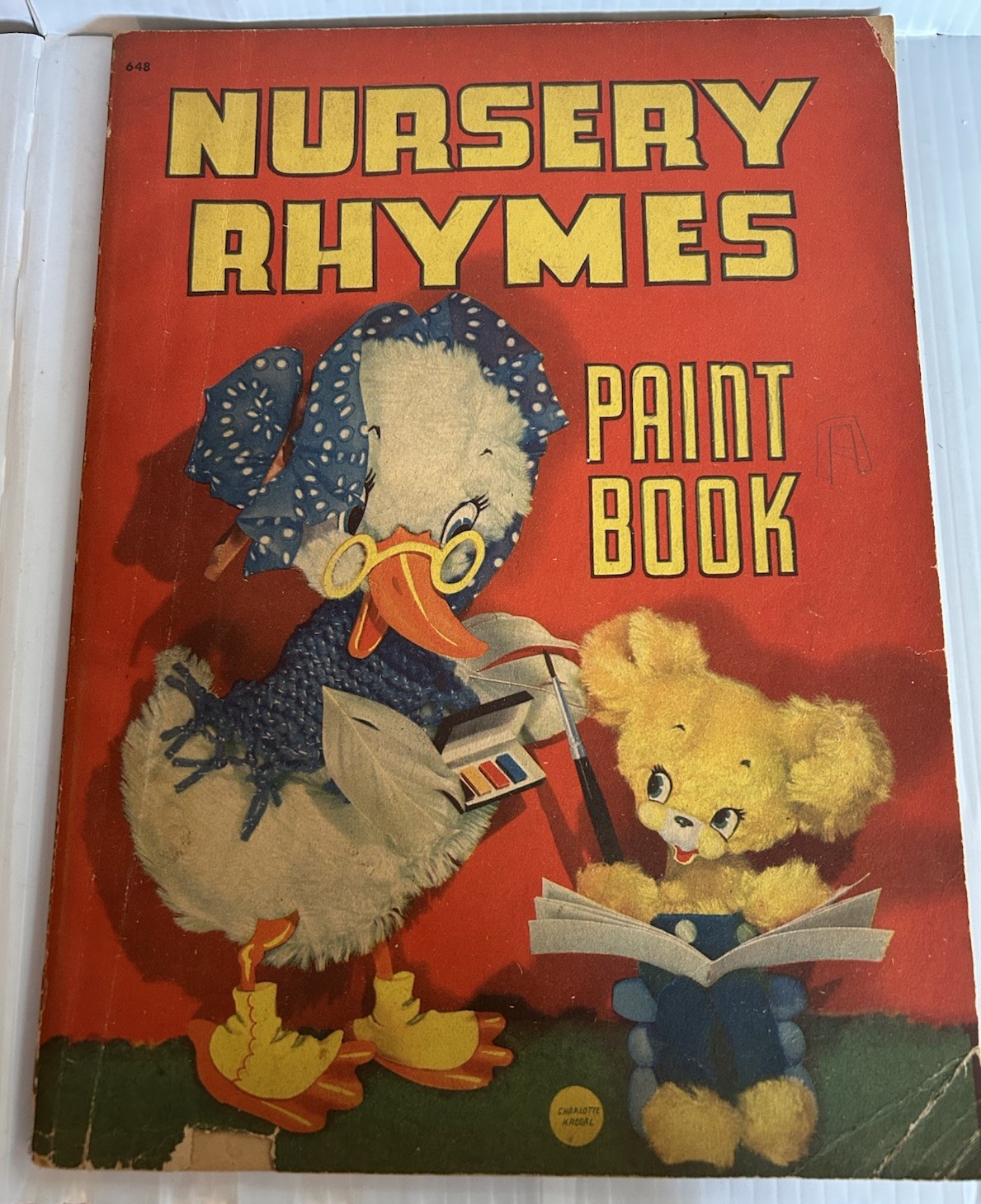 1941 ANTIQUE WHITMAN PUBLISHING NURSERY RHYMES PAINT BOOK (REDUCED)