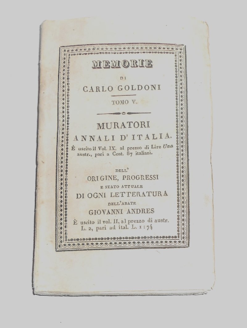 Carlo Goldoni Muratori Tomo V 1831 G. Antonelli