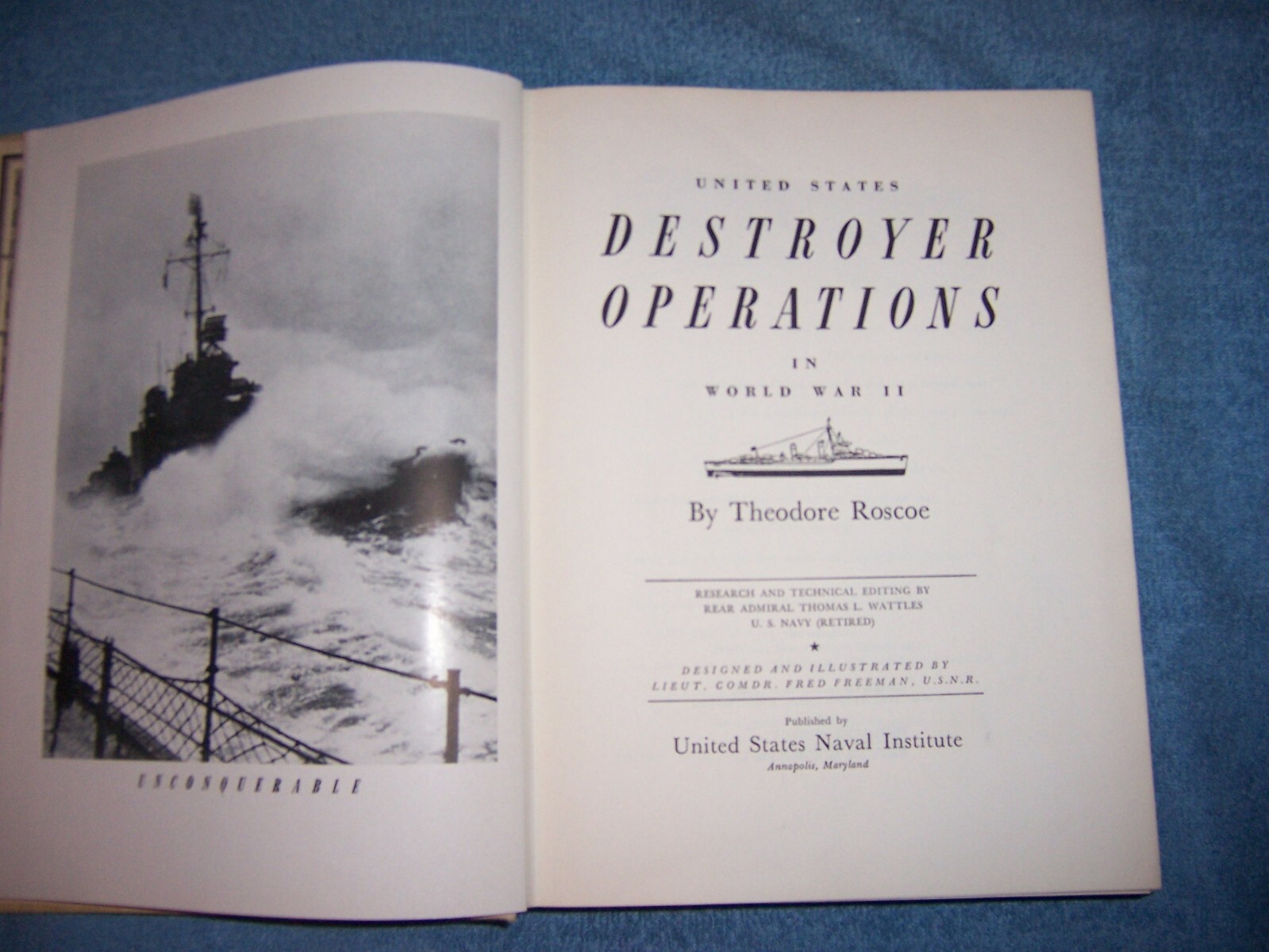 U. S. DESTROYER OPERATIONS IN WORLD WAR II/1st Ed/HC/Military/War/WWII 1939-45