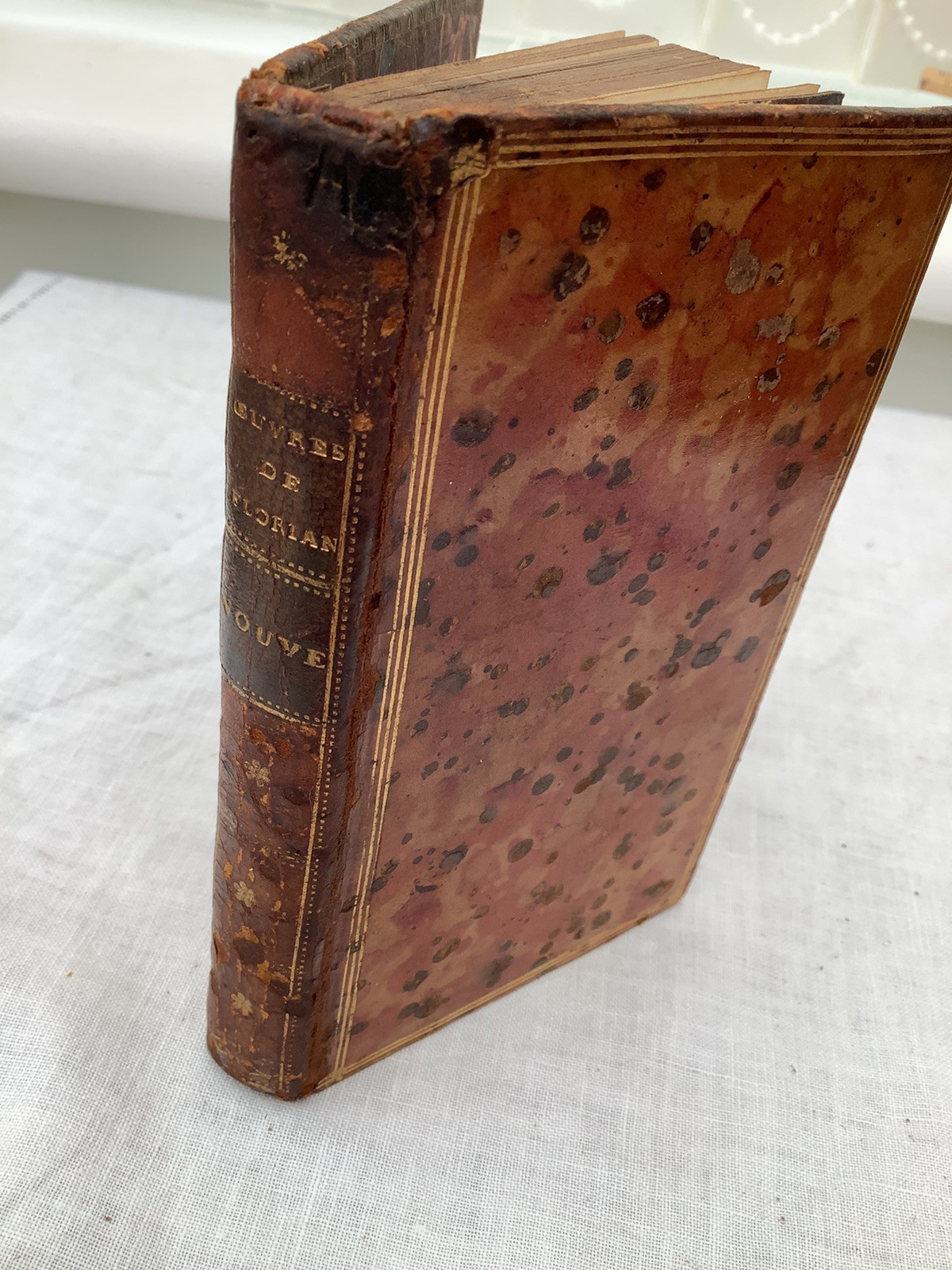 * 1786 Les Six Nouvelles De Madam De Florian HB Leather Pocket Size In French