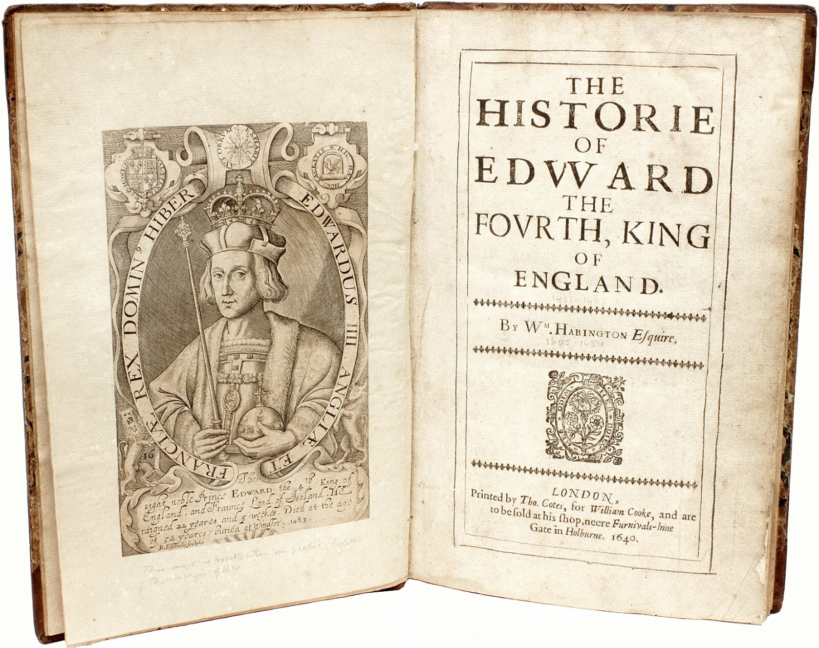 HABINGTON, William. The Historie Of Edward The Fourth – FIRST EDITION – 1640