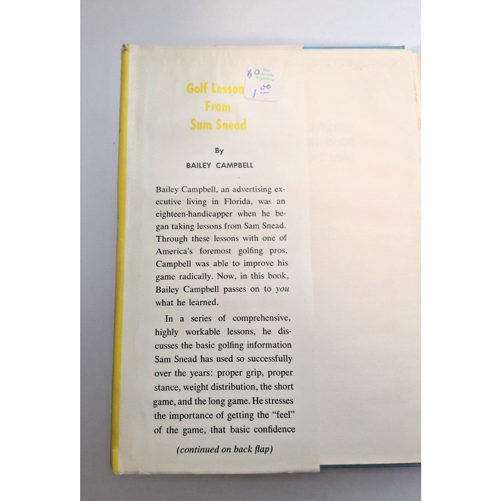 Golf Lessons From Sam Snead Bailey Campbell 1964 First Edition 1st Printing
