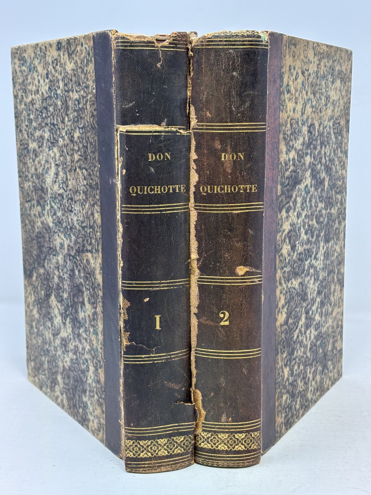 L’INGÉNIEUX HIDALGO DON QUICHOTTE DE LA MANCHE- 1836 PARIS EDITION-LEATHER-DIARD
