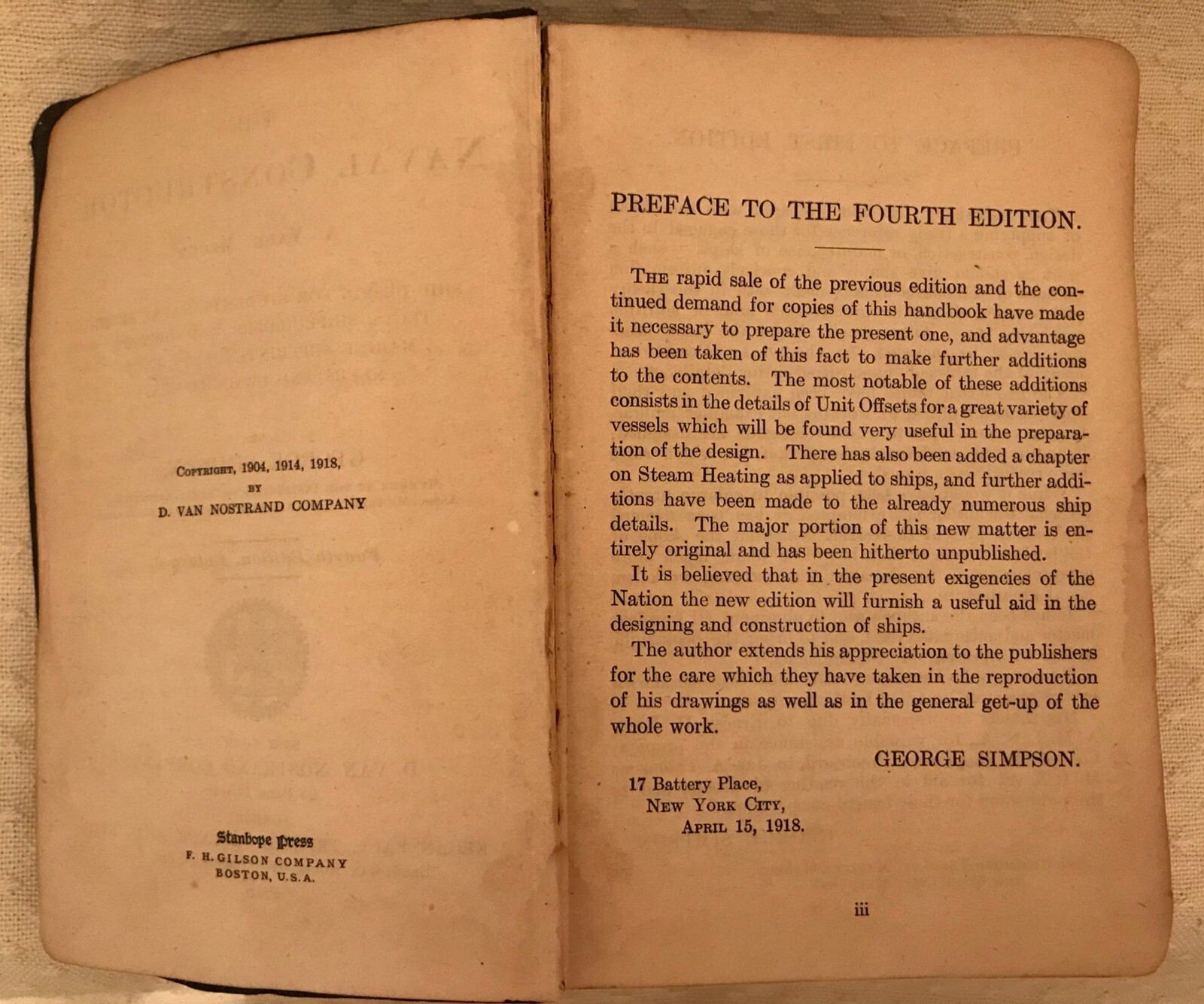 WWI WW1 Naval Constructor George Simpson USNRF Carpenter’s Mate New London CT