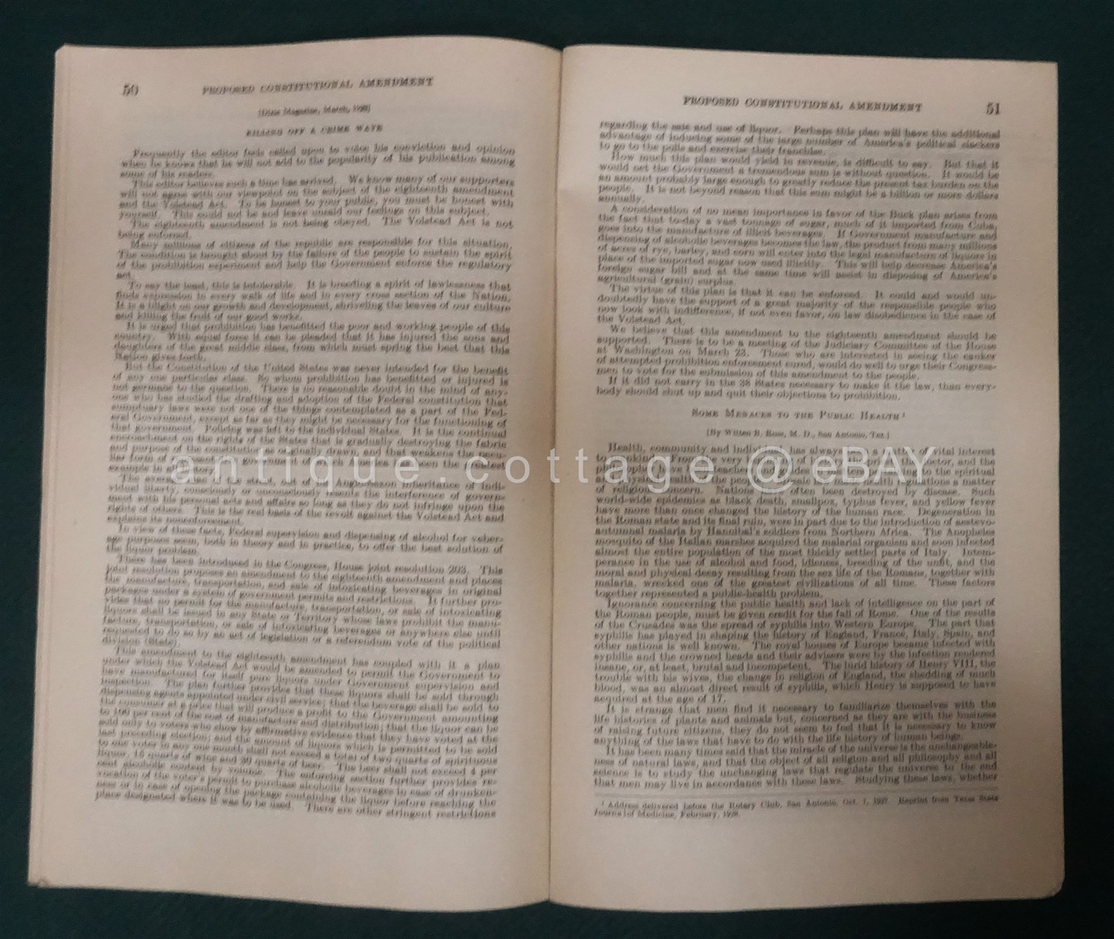 1928 antique US GOVERNMENT hearings AMEND CONSTITUTION in lieu 18th AMENDMENT