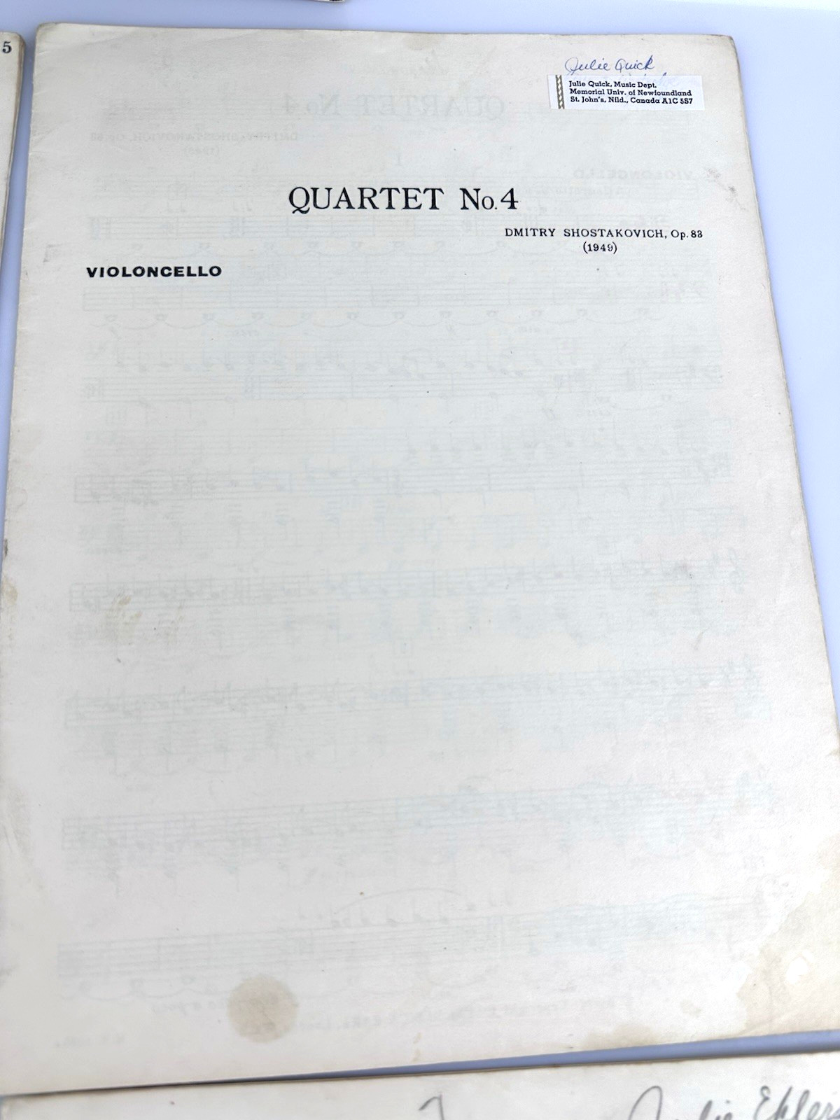 1962 Shostakovich String Quartet No 4 Op 83 Musica Rara Score Complete Parts