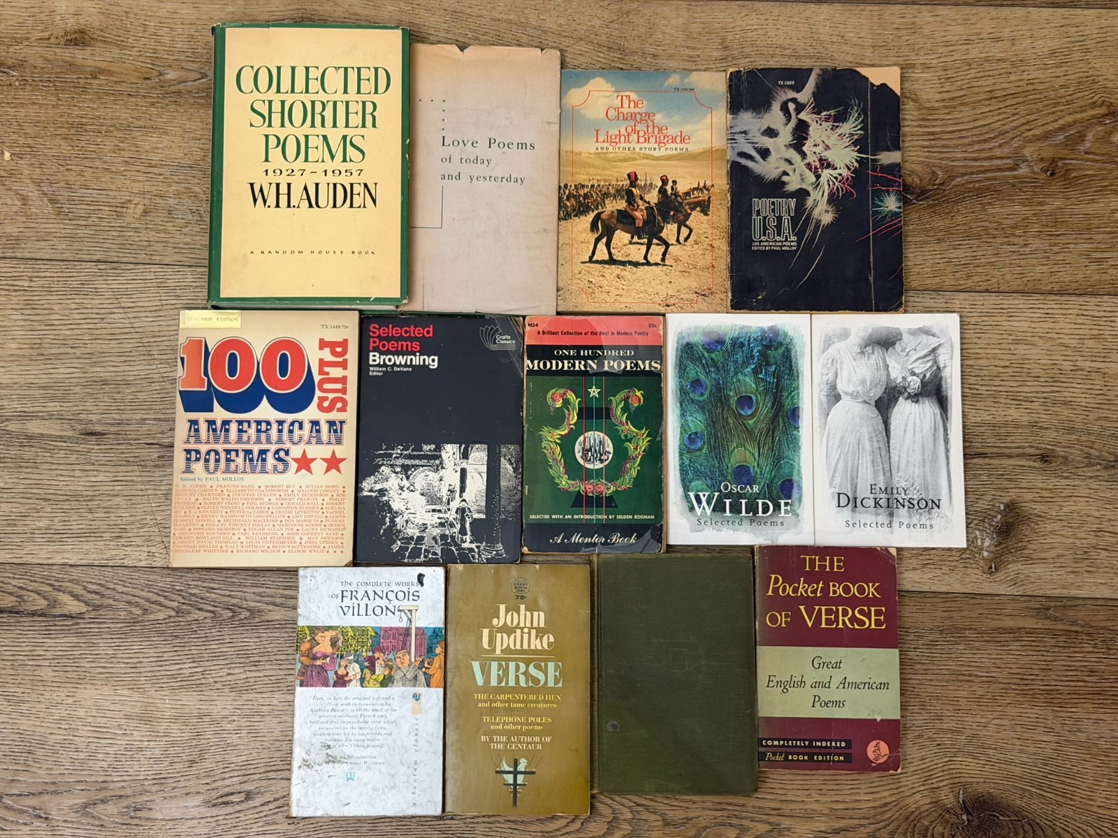 Vintage Poetry Book Lot of 13 Auden Dickinson Wilde Updike Browning Poems