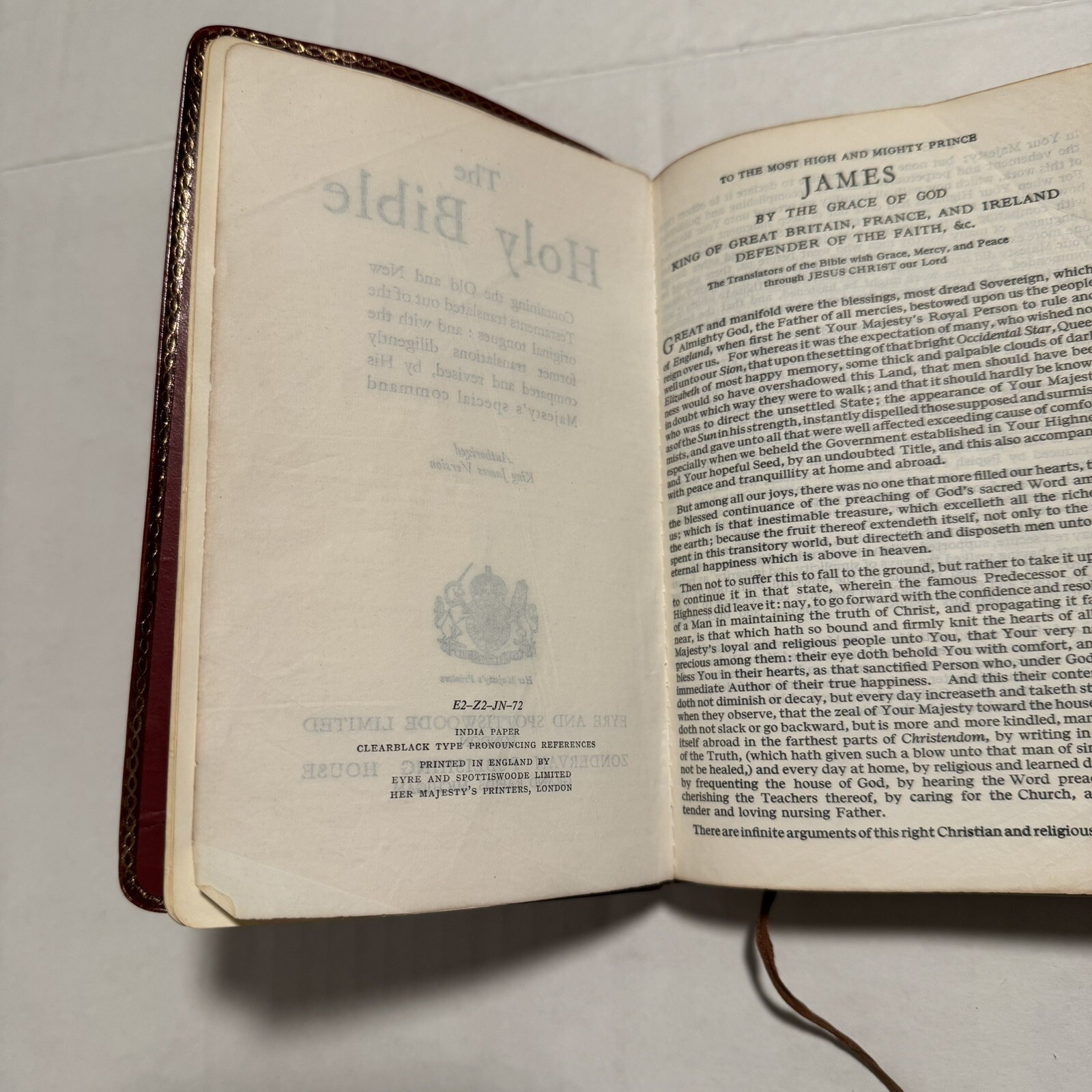 Holy Bible Concordance Red Leather Eyre & Spottiswoode Zondervan vintage
