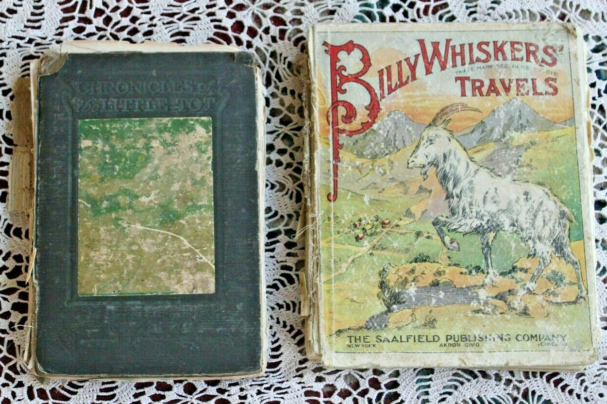 Two Antique Children Book w Color Plates Chronicles of The Tot & Billy Whiskers