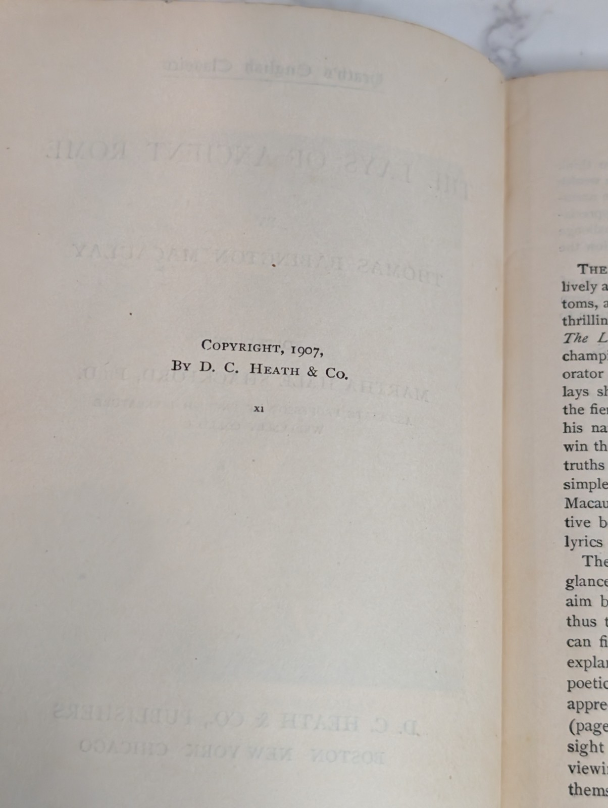 Macaulay-Lays Of Ancient Rome 1907 Ed. Martha Shackleford, D.C. Heath